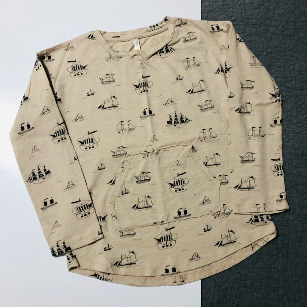 RYLEE + CRU Pirate Ship Beige Cotton Top • 6/7